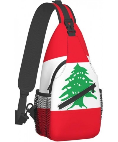 Canadian Flag Print Sling Bag Crossbody Backpack Sling Backpack Shoulder Bag For Women Men Cycling Hiking Travel Flag of Leba...