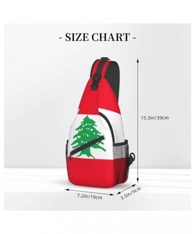 Canadian Flag Print Sling Bag Crossbody Backpack Sling Backpack Shoulder Bag For Women Men Cycling Hiking Travel Flag of Leba...