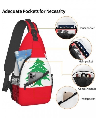 Canadian Flag Print Sling Bag Crossbody Backpack Sling Backpack Shoulder Bag For Women Men Cycling Hiking Travel Flag of Leba...