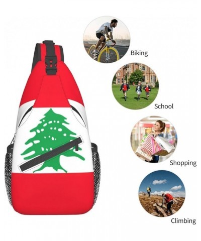 Canadian Flag Print Sling Bag Crossbody Backpack Sling Backpack Shoulder Bag For Women Men Cycling Hiking Travel Flag of Leba...