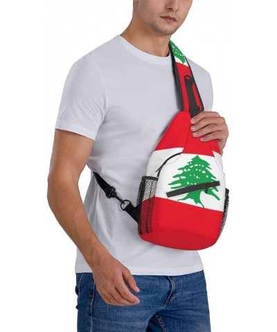 Canadian Flag Print Sling Bag Crossbody Backpack Sling Backpack Shoulder Bag For Women Men Cycling Hiking Travel Flag of Leba...