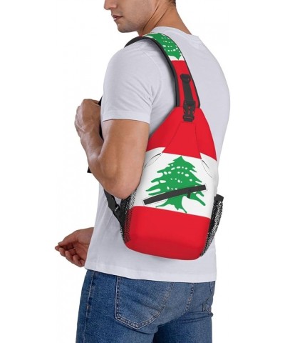 Canadian Flag Print Sling Bag Crossbody Backpack Sling Backpack Shoulder Bag For Women Men Cycling Hiking Travel Flag of Leba...