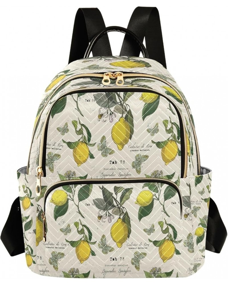 Lemon and Butterflies Vintage Fashion Backpack Purse Ladies Fashion Rucksack Travel Shoulder Bag Casual Daily Backpack Small ...