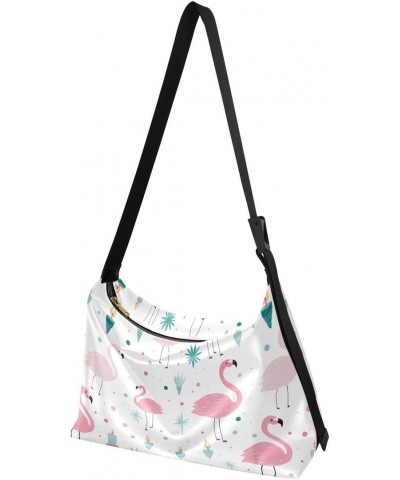 Polka Dot Flamingo Bird Women's Leather Hobo Handbag Shoulder Bag Crossbody Casual Large Tote Bag Purse $18.14 Totes