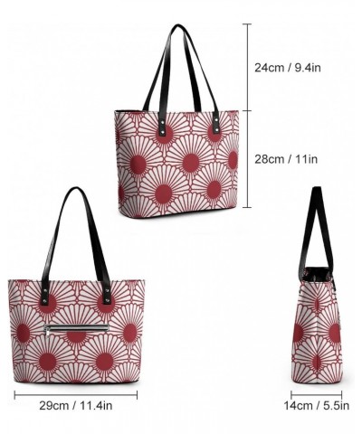 Womens Handbag Japanese Chrysanthemum Flower Pattern Leather Tote Bag Top Handle Satchel Bags For Lady $19.94 Totes