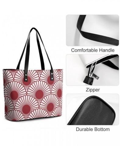 Womens Handbag Japanese Chrysanthemum Flower Pattern Leather Tote Bag Top Handle Satchel Bags For Lady $19.94 Totes