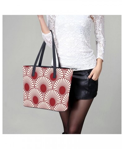 Womens Handbag Japanese Chrysanthemum Flower Pattern Leather Tote Bag Top Handle Satchel Bags For Lady $19.94 Totes