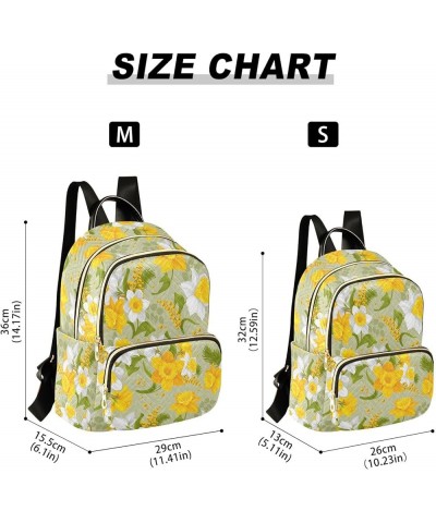 Retro Flower Faffodils Leaves Backpack Purse for Women Anti-theft Small Fashion Travel Backpack for Lady Women Holiday Gifts,...