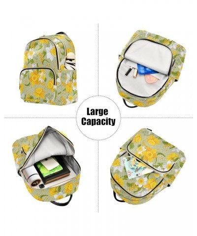 Retro Flower Faffodils Leaves Backpack Purse for Women Anti-theft Small Fashion Travel Backpack for Lady Women Holiday Gifts,...