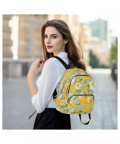 Retro Flower Faffodils Leaves Backpack Purse for Women Anti-theft Small Fashion Travel Backpack for Lady Women Holiday Gifts,...