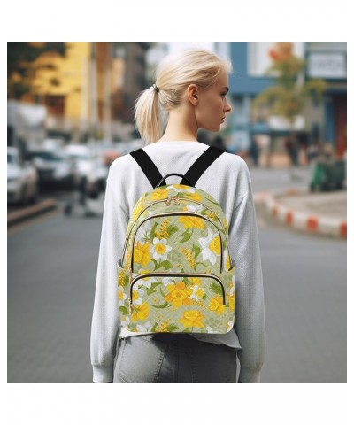 Retro Flower Faffodils Leaves Backpack Purse for Women Anti-theft Small Fashion Travel Backpack for Lady Women Holiday Gifts,...