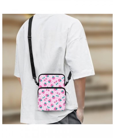 Messenger Bag for Women Small Crossbody Purse Multifunctional Shoulder Bag Travel Passport Wallet Bag Pink Strawberry $13.77 ...