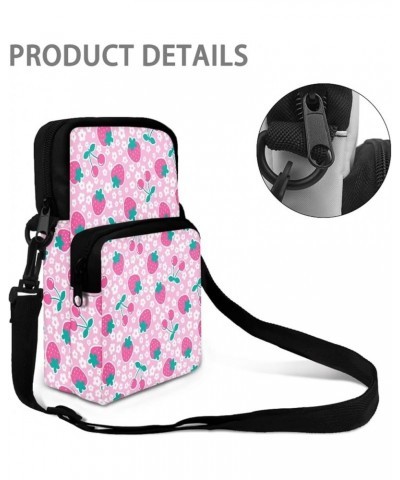 Messenger Bag for Women Small Crossbody Purse Multifunctional Shoulder Bag Travel Passport Wallet Bag Pink Strawberry $13.77 ...