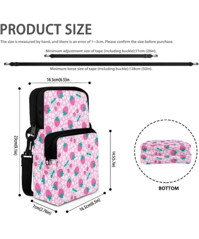 Messenger Bag for Women Small Crossbody Purse Multifunctional Shoulder Bag Travel Passport Wallet Bag Pink Strawberry $13.77 ...