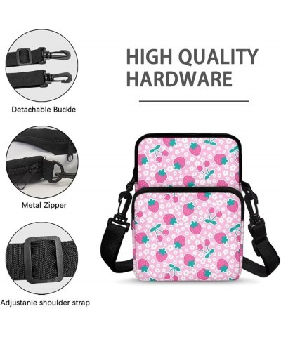 Messenger Bag for Women Small Crossbody Purse Multifunctional Shoulder Bag Travel Passport Wallet Bag Pink Strawberry $13.77 ...