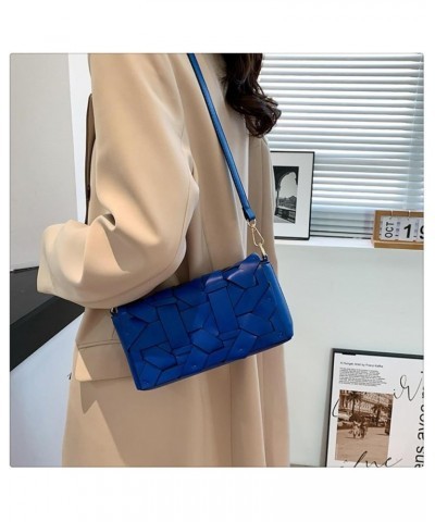 Niche design woven women's bag Autumn and winter texture fashion shoulder bag personality crossbody bag Blue $17.86 Shoulder ...