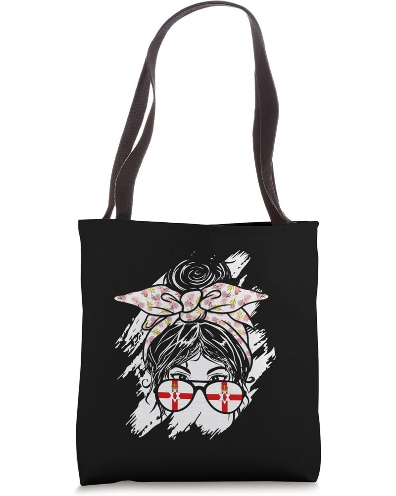 Northern Ireland Messy Bun Hair Northern Irish Flag Glasses Tote Bag $10.51 Totes