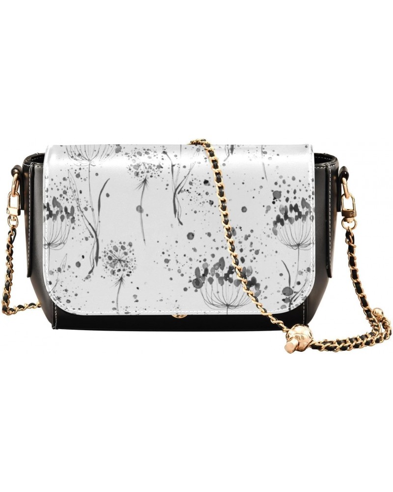 Ink Flowers Cute Crossbody Bags Women Trendy Small Handbags with Adjustable Strap Small Black Purse $17.60 Crossbody Bags