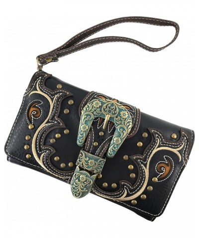 Patina Girl Western Bronze Floral Buckle Conceal Carry Handbag Purse Tote and Strap Wallet Black Wallet Only $13.70 Totes