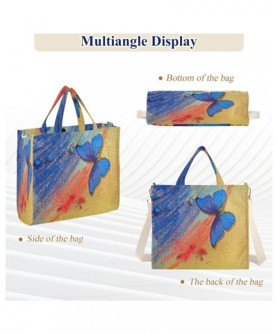 Sunflower with Butterfly Women's Tote Bag Satchel Handbag with Adjustable Shoulder Strap for Work College Travel,S $15.95 Totes