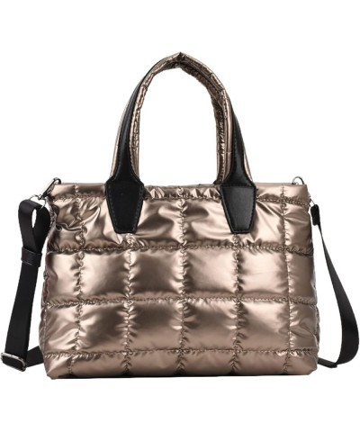 Puffer Tote Bag for Women-Soft and Waterproof Small Tote Bag for Daily Leisure Champagne $17.12 Crossbody Bags