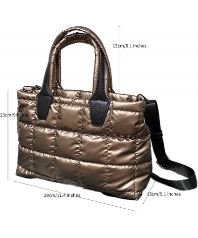 Puffer Tote Bag for Women-Soft and Waterproof Small Tote Bag for Daily Leisure Champagne $17.12 Crossbody Bags