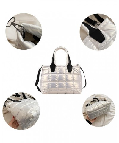 Puffer Tote Bag for Women-Soft and Waterproof Small Tote Bag for Daily Leisure Champagne $17.12 Crossbody Bags