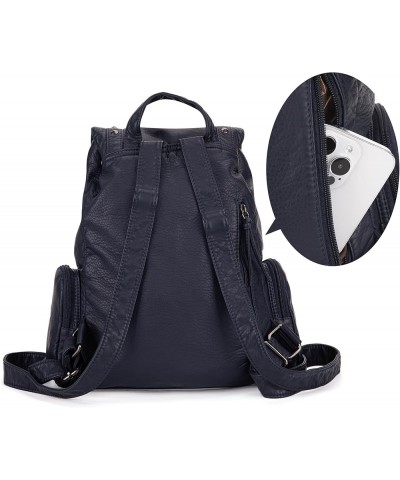 Rivet Vegan Leather Backpack for Women, Casual Daypack Shoulder Bag Purse with Hook for Travel Rivets Navy $10.25 Backpacks