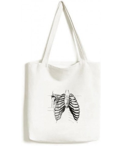 Rib Bone Human Skeleton Sketch Tote Canvas Bag Shopping Satchel Casual Handbag $12.40 Totes