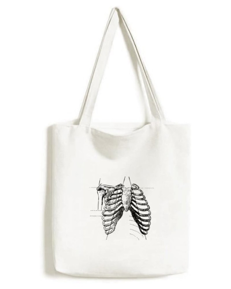 Rib Bone Human Skeleton Sketch Tote Canvas Bag Shopping Satchel Casual Handbag $12.40 Totes