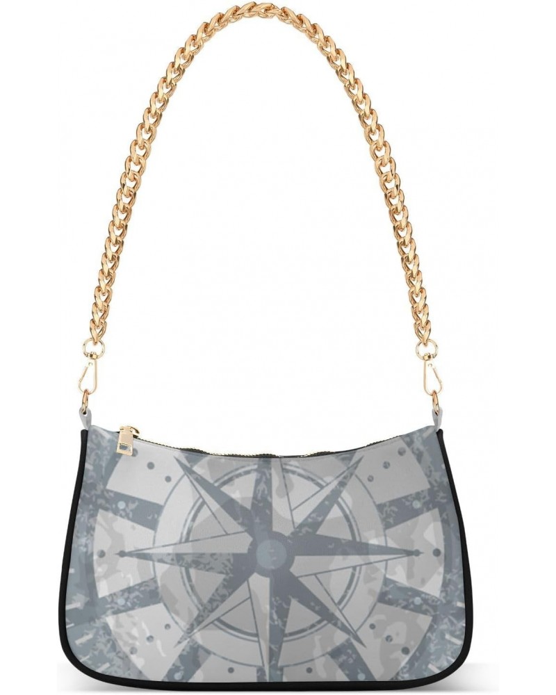 Women Small Shoulder Bag Nautical-navigation-gray Girl Classic Purse Tote HandBag $17.95 Totes