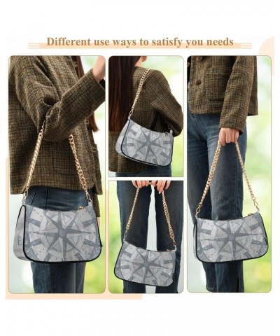 Women Small Shoulder Bag Nautical-navigation-gray Girl Classic Purse Tote HandBag $17.95 Totes