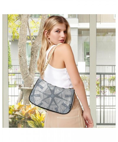 Women Small Shoulder Bag Nautical-navigation-gray Girl Classic Purse Tote HandBag $17.95 Totes