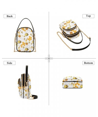 Honey Bee Flower Crossbody Bag for Women Cell Phone Purse Wallet with Removable Chain Shoulder Handbag for Work Phone Travel ...