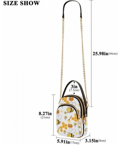 Honey Bee Flower Crossbody Bag for Women Cell Phone Purse Wallet with Removable Chain Shoulder Handbag for Work Phone Travel ...