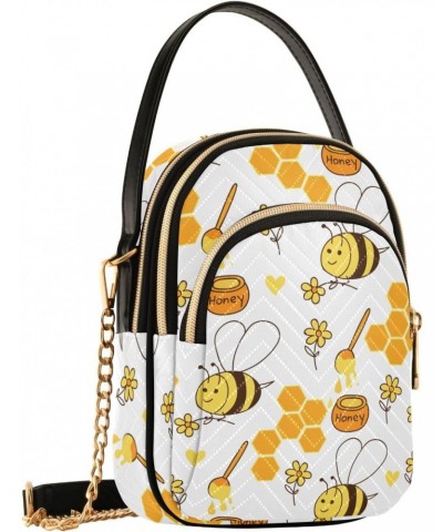 Honey Bee Flower Crossbody Bag for Women Cell Phone Purse Wallet with Removable Chain Shoulder Handbag for Work Phone Travel ...