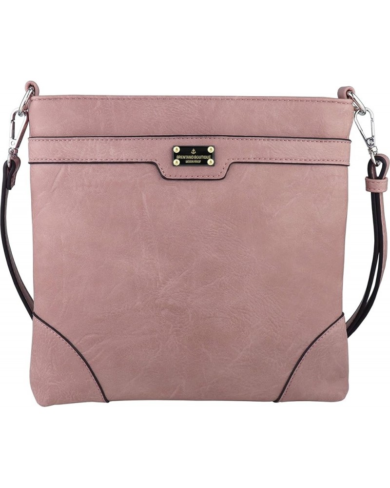 Vegan Medium Crossbody Handbag Purse Pl - Blush $10.23 Crossbody Bags