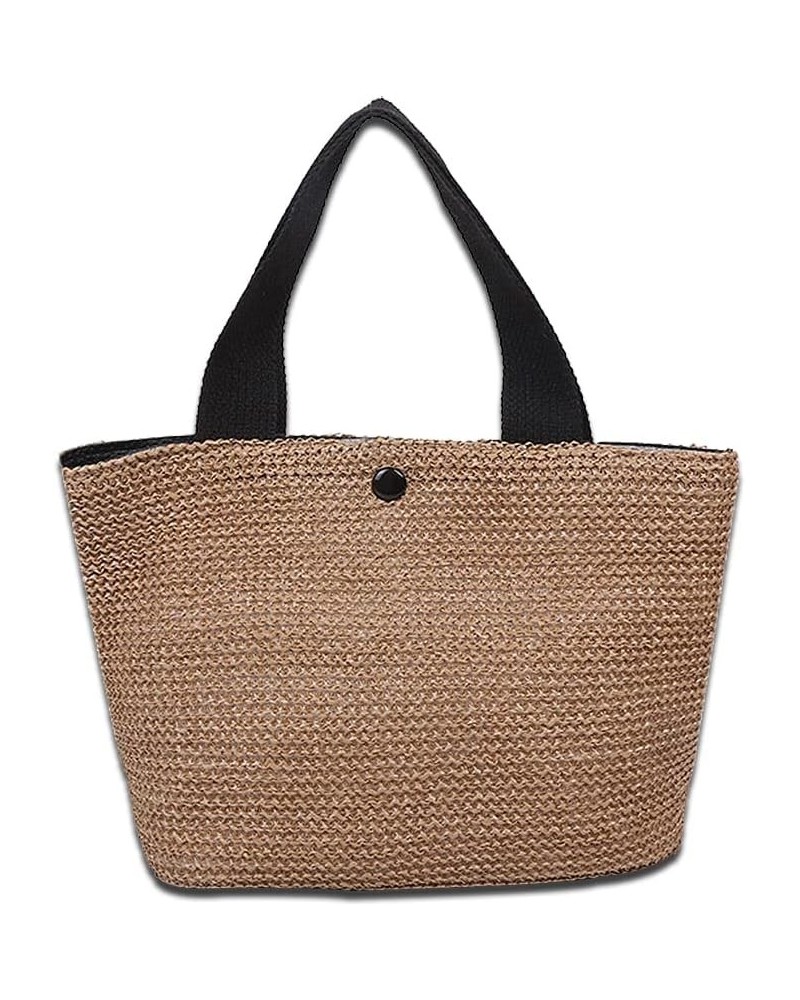 Women Fashion Woven Straw Tote Bag Seaside Beach Vacation Handbag Straw Purse Black $10.06 Totes