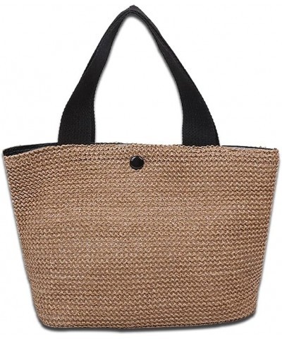 Women Fashion Woven Straw Tote Bag Seaside Beach Vacation Handbag Straw Purse Black $10.06 Totes