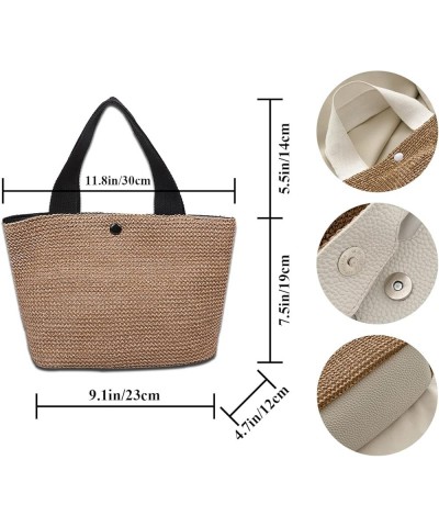 Women Fashion Woven Straw Tote Bag Seaside Beach Vacation Handbag Straw Purse Black $10.06 Totes