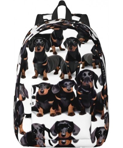 Dachshund Weiner Pet Dog Print Unisex Canvas Backpack Cute Backpack For Travel Sports Casual Aesthetic Backpack Black Medium ...