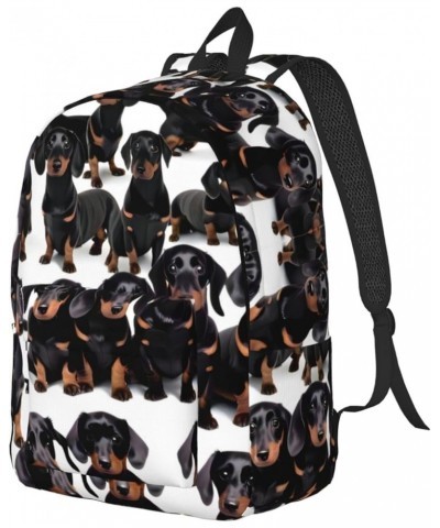 Dachshund Weiner Pet Dog Print Unisex Canvas Backpack Cute Backpack For Travel Sports Casual Aesthetic Backpack Black Medium ...