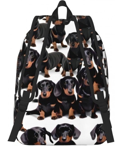 Dachshund Weiner Pet Dog Print Unisex Canvas Backpack Cute Backpack For Travel Sports Casual Aesthetic Backpack Black Medium ...