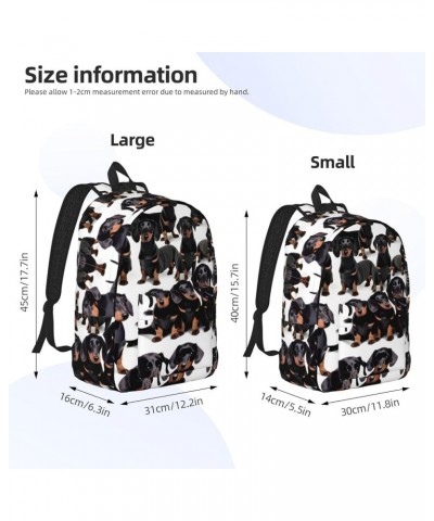 Dachshund Weiner Pet Dog Print Unisex Canvas Backpack Cute Backpack For Travel Sports Casual Aesthetic Backpack Black Medium ...