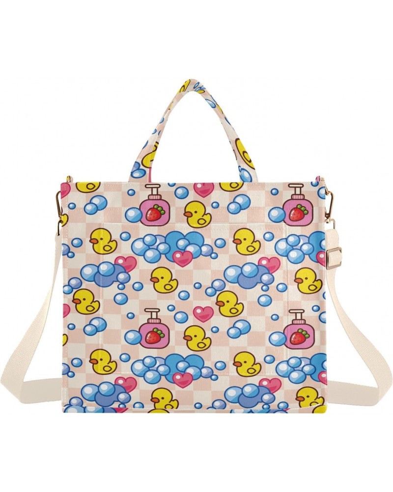 Duck Strawberry Bubble Women's Tote Bag Satchel Handbag with Adjustable Shoulder Strap for Work College Travel $11.97 Totes