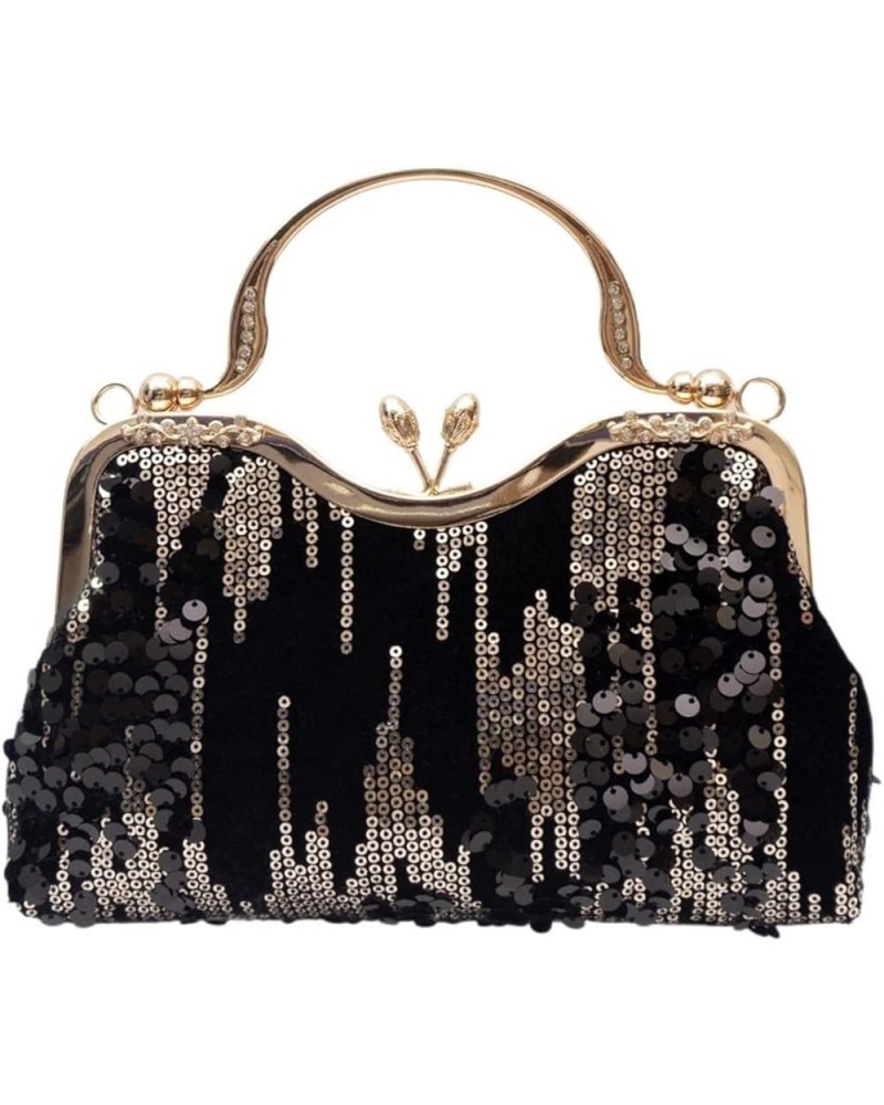 Vintage Sequin Evening Sparkling Rhinestones Formal Bags For Wedding Engagement Cocktail Party, for Women Black $35.50 Evenin...