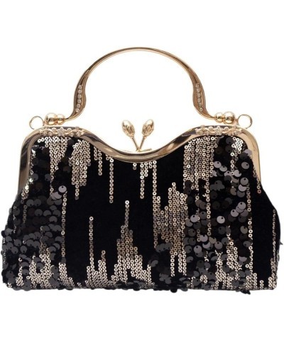 Vintage Sequin Evening Sparkling Rhinestones Formal Bags For Wedding Engagement Cocktail Party, for Women Black $35.50 Evenin...