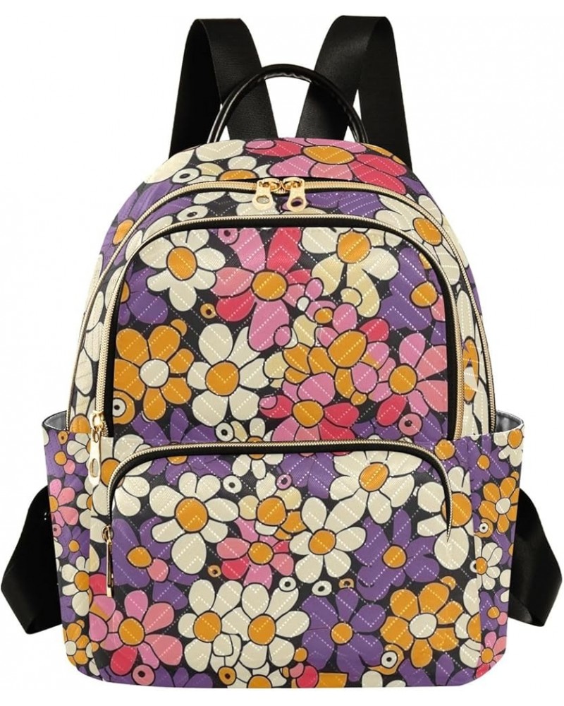 Small Backpack Purse for Women, Cartoon Colorful Flower1 Travel Bag Casual Daypack Shoulder Bag Small $16.56 Backpacks