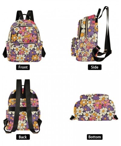 Small Backpack Purse for Women, Cartoon Colorful Flower1 Travel Bag Casual Daypack Shoulder Bag Small $16.56 Backpacks