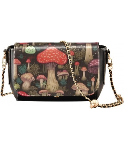 Colorful Mushrooms Crossbody Bag for Women Girls,Leather Cross Body Purses Chain Strap Handbags Shoulder Bag $20.39 Crossbody...